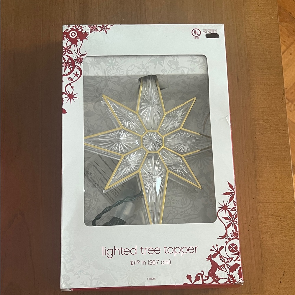 Target Gold and Clear Lighted Tree Topper NWT